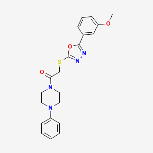 molecular formula C21H22N4O3S B2558619 2-((5-(3-Methoxyphenyl)-1,3,4-oxadiazol-2-yl)thio)-1-(4-phenylpiperazin-1-yl)ethanone CAS No. 850936-94-6