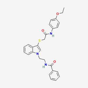 molecular formula C27H27N3O3S B2558623 N-[2-[3-[2-(4-ethoxyanilino)-2-oxoethyl]sulfanylindol-1-yl]ethyl]benzamide CAS No. 532969-71-4