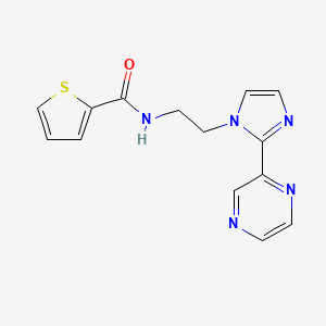 molecular formula C14H13N5OS B2558626 N-(2-(2-(pyrazin-2-yl)-1H-imidazol-1-yl)ethyl)thiophene-2-carboxamide CAS No. 2034476-46-3