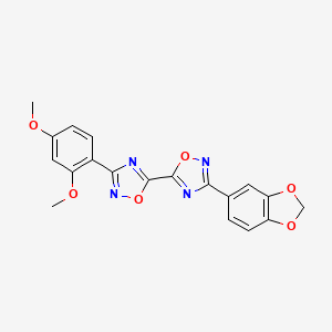 molecular formula C19H14N4O6 B2558627 3-(1,3-Benzodioxol-5-yl)-3'-(2,4-dimethoxyphenyl)-5,5'-bi-1,2,4-oxadiazole CAS No. 1775344-73-4