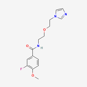 molecular formula C15H18FN3O3 B2558630 N-(2-(2-(1H-咪唑-1-基)乙氧基)乙基)-3-氟-4-甲氧基苯甲酰胺 CAS No. 2034537-44-3