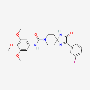 2-(3-fluorophenyl)-3-oxo-N-(3,4,5-trimethoxyphenyl)-1,4,8-triazaspiro[4.5]dec-1-ene-8-carboxamide