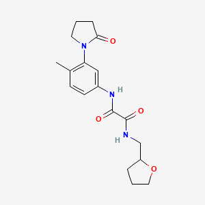 molecular formula C18H23N3O4 B2558642 N1-(4-methyl-3-(2-oxopyrrolidin-1-yl)phenyl)-N2-((tetrahydrofuran-2-yl)methyl)oxalamide CAS No. 941934-94-7