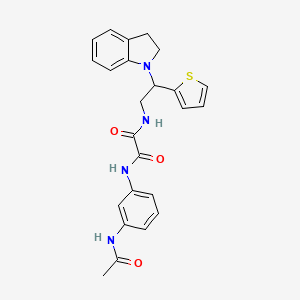 molecular formula C24H24N4O3S B2558643 N1-(3-acetamidophenyl)-N2-(2-(indolin-1-yl)-2-(thiophen-2-yl)ethyl)oxalamide CAS No. 898407-78-8