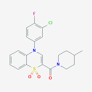 [4-(3-chloro-4-fluorophenyl)-1,1-dioxido-4H-1,4-benzothiazin-2-yl](4-methylpiperidin-1-yl)methanone