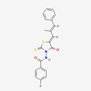4-fluoro-N-((Z)-5-((E)-2-methyl-3-phenylallylidene)-4-oxo-2-thioxothiazolidin-3-yl)benzamide