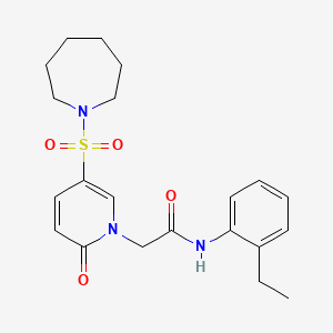 molecular formula C21H27N3O4S B2558648 2-[5-(azepan-1-ylsulfonyl)-2-oxopyridin-1(2H)-yl]-N-(2-ethylphenyl)acetamide CAS No. 1358354-99-0