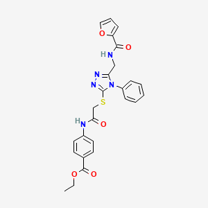 ethyl 4-(2-((5-((furan-2-carboxamido)methyl)-4-phenyl-4H-1,2,4-triazol-3-yl)thio)acetamido)benzoate