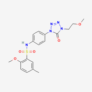 molecular formula C18H21N5O5S B2558662 2-methoxy-N-(4-(4-(2-methoxyethyl)-5-oxo-4,5-dihydro-1H-tetrazol-1-yl)phenyl)-5-methylbenzenesulfonamide CAS No. 1396798-47-2