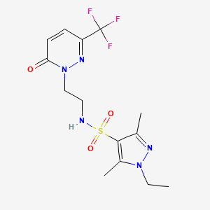 1-Ethyl-3,5-dimethyl-N-[2-[6-oxo-3-(trifluoromethyl)pyridazin-1-yl]ethyl]pyrazole-4-sulfonamide