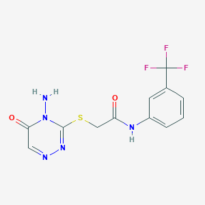 molecular formula C12H10F3N5O2S B2558679 2-[(4-amino-5-oxo-1,2,4-triazin-3-yl)sulfanyl]-N-[3-(trifluoromethyl)phenyl]acetamide CAS No. 869068-39-3