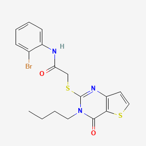 molecular formula C18H18BrN3O2S2 B2558702 N-(2-bromophenyl)-2-[(3-butyl-4-oxo-3,4-dihydrothieno[3,2-d]pyrimidin-2-yl)sulfanyl]acetamide CAS No. 1252841-46-5