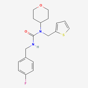 molecular formula C18H21FN2O2S B2558705 3-(4-fluorobenzyl)-1-(tetrahydro-2H-pyran-4-yl)-1-(thiophen-2-ylmethyl)urea CAS No. 1797605-26-5