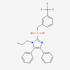 molecular formula C26H23F3N2O2S B2558707 4,5-Diphenyl-1-propyl-2-[[3-(trifluoromethyl)phenyl]methylsulfonyl]imidazole CAS No. 339277-27-9