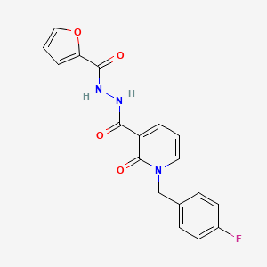 molecular formula C18H14FN3O4 B2558733 1-(4-fluorobenzyl)-N'-(furan-2-carbonyl)-2-oxo-1,2-dihydropyridine-3-carbohydrazide CAS No. 1105243-01-3