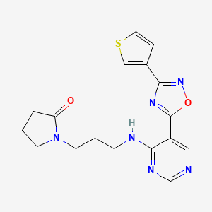 1-(3-((5-(3-(Thiophen-3-yl)-1,2,4-oxadiazol-5-yl)pyrimidin-4-yl)amino)propyl)pyrrolidin-2-one