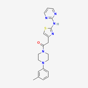 2-(2-(Pyrimidin-2-ylamino)thiazol-4-yl)-1-(4-(m-tolyl)piperazin-1-yl)ethanone