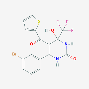 molecular formula C16H12BrF3N2O3S B255876 6-(3-Bromophenyl)-4-hydroxy-5-(thiophene-2-carbonyl)-4-(trifluoromethyl)-1,3-diazinan-2-one 