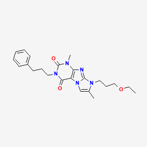 molecular formula C23H29N5O3 B2558768 6-(3-Ethoxypropyl)-4,7-dimethyl-2-(3-phenylpropyl)purino[7,8-a]imidazole-1,3-dione CAS No. 878422-47-0