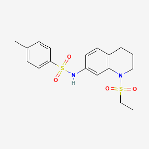molecular formula C18H22N2O4S2 B2558774 N-(1-(ethylsulfonyl)-1,2,3,4-tetrahydroquinolin-7-yl)-4-methylbenzenesulfonamide CAS No. 946249-99-6