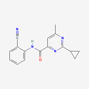 molecular formula C16H14N4O B2558779 N-(2-氰基苯基)-2-环丙基-6-甲基嘧啶-4-甲酰胺 CAS No. 2415535-07-6