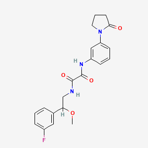 molecular formula C21H22FN3O4 B2558783 N'-[2-(3-fluorophényl)-2-méthoxyéthyl]-N-[3-(2-oxopyrrolidin-1-yl)phényl]éthanediamide CAS No. 1797027-29-2