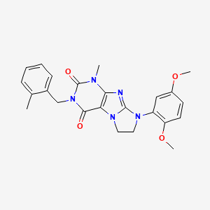 B2558791 6-(2,5-Dimethoxyphenyl)-4-methyl-2-[(2-methylphenyl)methyl]-7,8-dihydropurino[7,8-a]imidazole-1,3-dione CAS No. 887696-70-0