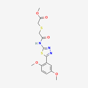 Methyl 2-[2-[[5-(2,5-dimethoxyphenyl)-1,3,4-thiadiazol-2-yl]amino]-2-oxoethyl]sulfanylacetate