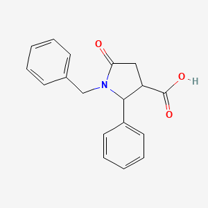 molecular formula C18H17NO3 B2558814 1-Benzyl-5-oxo-2-phenylpyrrolidine-3-carboxylic acid CAS No. 94655-24-0