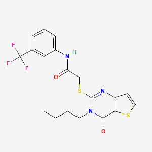 molecular formula C19H18F3N3O2S2 B2558819 2-[(3-butyl-4-oxo-3,4-dihydrothieno[3,2-d]pyrimidin-2-yl)sulfanyl]-N-[3-(trifluoromethyl)phenyl]acetamide CAS No. 1252929-26-2