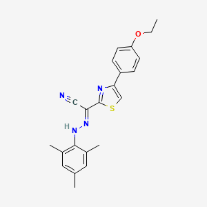 molecular formula C22H22N4OS B2558831 (2E)-4-(4-ethoxyphenyl)-N-(2,4,6-trimethylanilino)-1,3-thiazole-2-carboximidoyl cyanide CAS No. 477288-04-3