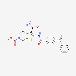 molecular formula C24H21N3O5S B2558832 methyl 2-(4-benzoylbenzamido)-3-carbamoyl-4,5-dihydrothieno[2,3-c]pyridine-6(7H)-carboxylate CAS No. 886950-42-1