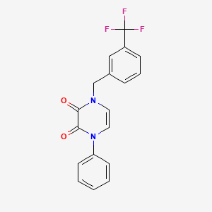 molecular formula C18H13F3N2O2 B2558833 1-phenyl-4-(3-(trifluoromethyl)benzyl)pyrazine-2,3(1H,4H)-dione CAS No. 904525-91-3