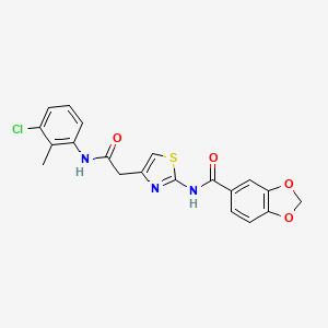 molecular formula C20H16ClN3O4S B2558834 N-(4-(2-((3-chloro-2-methylphenyl)amino)-2-oxoethyl)thiazol-2-yl)benzo[d][1,3]dioxole-5-carboxamide CAS No. 941943-64-2