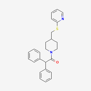 molecular formula C25H26N2OS B2558835 2,2-二苯基-1-(4-((吡啶-2-硫基)甲基)哌啶-1-基)乙酮 CAS No. 1421475-84-4