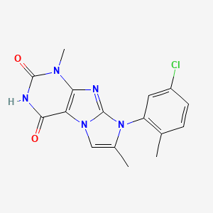 molecular formula C16H14ClN5O2 B2558837 8-(5-Chloro-2-methylphenyl)-1,7-dimethyl-1,3,5-trihydro-4-imidazolino[1,2-h]pu rine-2,4-dione CAS No. 879441-12-0