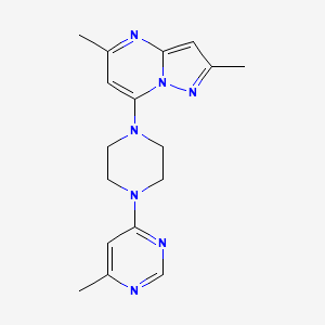 molecular formula C17H21N7 B2558843 2,5-Dimethyl-7-[4-(6-methylpyrimidin-4-yl)piperazin-1-yl]pyrazolo[1,5-a]pyrimidine CAS No. 2380071-78-1