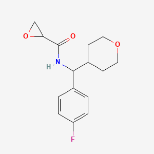 molecular formula C15H18FNO3 B2558849 N-[(4-Fluorophenyl)-(oxan-4-yl)methyl]oxirane-2-carboxamide CAS No. 2411253-62-6