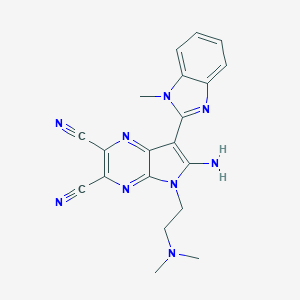 molecular formula C20H19N9 B255885 5H-Pyrrolo[2,3-b]pyrazine-2,3-dicarbonitrile, 6-amino-5-(2-dimethylaminoethyl)-7-(1-methyl-1H-benzoimidazol-2-yl)- 