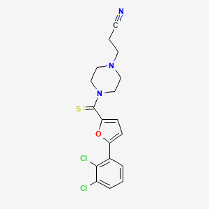 molecular formula C18H17Cl2N3OS B2558852 3-(4-(5-(2,3-Dichlorophenyl)furan-2-carbonothioyl)piperazin-1-yl)propanenitrile CAS No. 332862-29-0