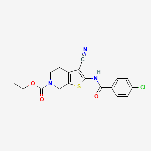 ethyl 2-[(4-chlorobenzoyl)amino]-3-cyano-5,7-dihydro-4H-thieno[2,3-c]pyridine-6-carboxylate