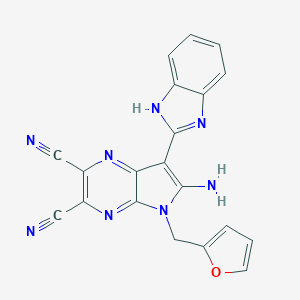 molecular formula C20H12N8O B255886 6-amino-7-(1H-benzimidazol-2-yl)-5-(2-furylmethyl)-5H-pyrrolo[2,3-b]pyrazine-2,3-dicarbonitrile 