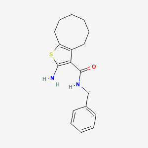 molecular formula C18H22N2OS B2558869 2-amino-N-benzyl-4,5,6,7,8,9-hexahydrocycloocta[b]thiophene-3-carboxamide CAS No. 588692-42-6