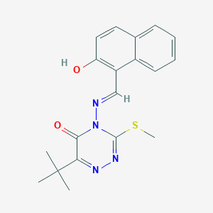 molecular formula C19H20N4O2S B2558871 (E)-6-(tert-butyl)-4-(((2-hydroxynaphthalen-1-yl)methylene)amino)-3-(methylthio)-1,2,4-triazin-5(4H)-one CAS No. 303227-71-6