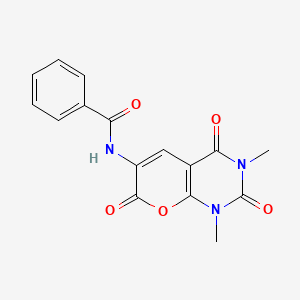 molecular formula C16H13N3O5 B2558874 N-{1,3-dimethyl-2,4,7-trioxo-1H,2H,3H,4H,7H-pyrano[2,3-d]pyrimidin-6-yl}benzamide CAS No. 126940-54-3