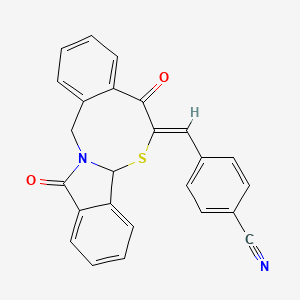 4-{[(10Z)-9,19-dioxo-11-thia-1-azatetracyclo[10.7.0.0^{3,8}.0^{13,18}]nonadeca-3(8),4,6,13(18),14,16-hexaen-10-ylidene]methyl}benzonitrile