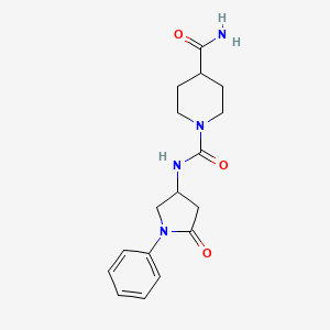 molecular formula C17H22N4O3 B2558877 N1-(5-oxo-1-phenylpyrrolidin-3-yl)piperidine-1,4-dicarboxamide CAS No. 887465-20-5