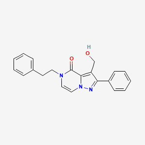 molecular formula C21H19N3O2 B2558887 3-(hydroxymethyl)-2-phenyl-5-(2-phenylethyl)pyrazolo[1,5-a]pyrazin-4(5H)-one CAS No. 1775399-96-6