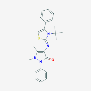 molecular formula C24H26N4OS B255889 4-[(3-tert-butyl-4-phenyl-1,3-thiazol-2(3H)-ylidene)amino]-1,5-dimethyl-2-phenyl-1,2-dihydro-3H-pyrazol-3-one 