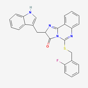 molecular formula C26H19FN4OS B2558893 5-{[(2-氟苯基)甲基]硫烷基}-2-[(1H-吲哚-3-基)甲基]-2H,3H-咪唑并[1,2-c]喹唑啉-3-酮 CAS No. 958599-79-6